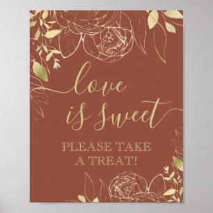 Affiche Terracotta & Or Moderne Floral Favoriser Table