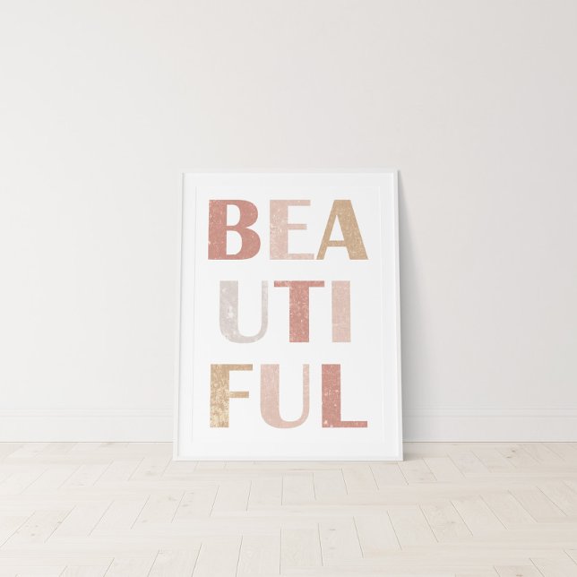 Affiche Terracotta & Rose Poussiéreuse “Beau” Typographie  (Créateur téléchargé)