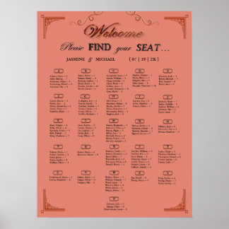 Affiche Terracotta Rust Alphabetical Wedding Seating Chart