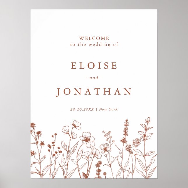 Affiche Terracotta Rustic Floral Automne Fleur sauvage Mar (Devant)