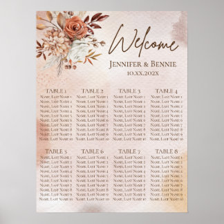 Affiche Terracotta Rustique Boho Floral Aquarelle Mariage