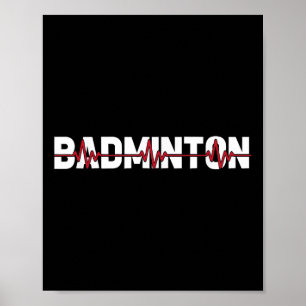Affiche Terrain de badminton Raquette - Navette Ekg Cœur