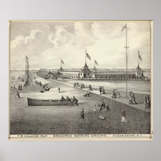 Affiche Terrain de baignade de Broadway, Ocean Grove, NJ (Devant)