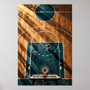 Affiche Terrain de basketball aérien – Mur sportif à l'heu