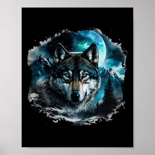Affiche Terrain de chasse au loup gris Forêt de lune de gl