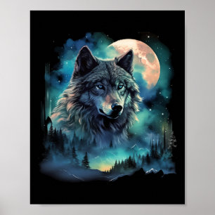 Affiche Terrain de chasse au loup gris Galaxie de la forêt