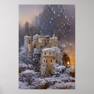 Affiche Terrain D'Hiver, Château En Neige, Peinture De Châ