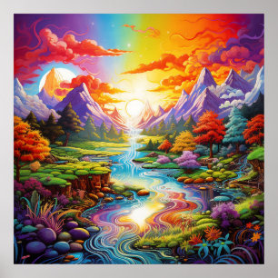 Affiche Terrain d'imaginaire coloré