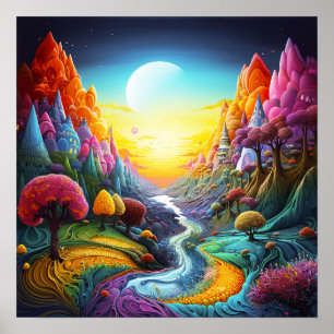 Affiche Terrain naturel coloré imaginaire