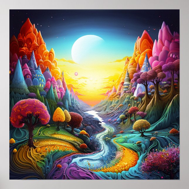 Affiche Terrain naturel coloré imaginaire (Devant)