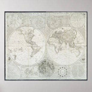Affiche Terraquate Globe de Samuel Dunn   1787