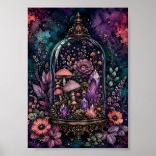 Affiche Terrarium Magique Cristal et Champignon Whimsigoth