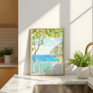 Affiche Terrasse de limonade au citronnier Scène de mer et