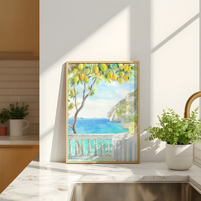 Affiche Terrasse de limonade au citronnier Scène de mer et (Créateur téléchargé)