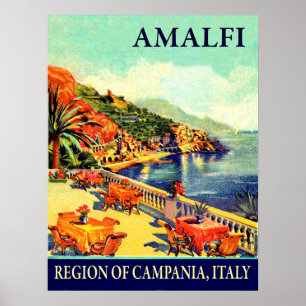 Affiche Terrasse d'hôtel à Amalfi, Campanie, Italie, voyag