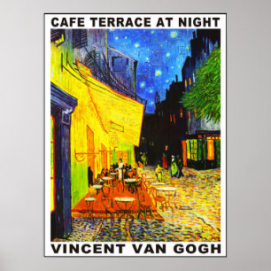 Affiche Terrasse du Café la nuit