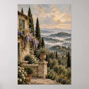 Affiche Terrasse en pierre de glycine et paysage de collin