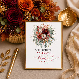 Affiche Terrasse en terre cuite florale bohème bienvenue à