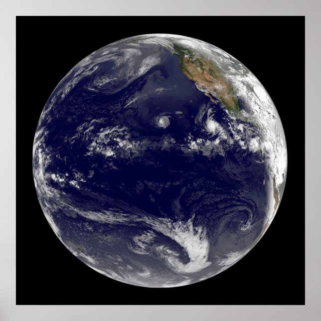 Affiche Terre Avec Trois Cyclones Tropicaux Dans Le Pacifi (Devant)