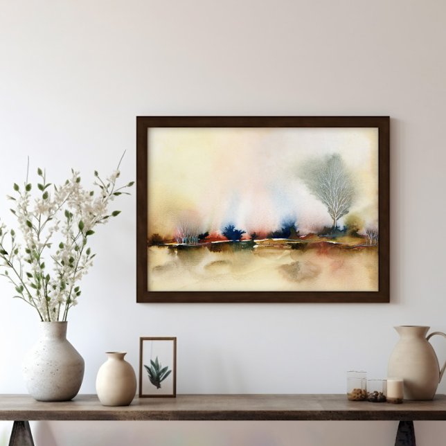 Affiche Terre Brown Surreal Paysage Art (Surreal Abstract Landscape with wooden frame (for illustration only, select on Frames & Hardware) )