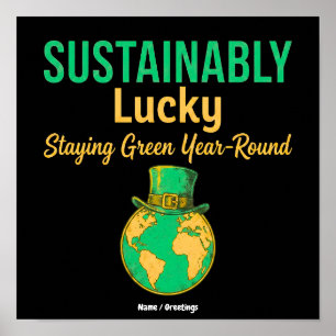 Affiche Terre chanceuse de manière durable Éco-responsable