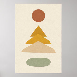 Affiche Terre cuite Soleil et Chevron Saffron Abstrait