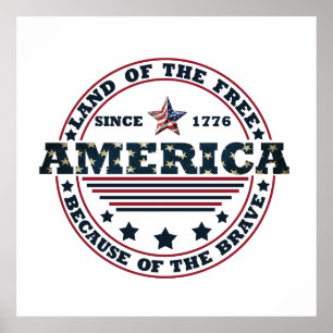 Affiche Terre De La Liberté À Cause De La Brave 4 juillet