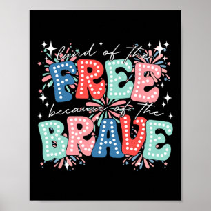 Affiche Terre De La Liberté En Raison Du Brave Retro 4ème