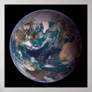 Affiche Terre de marbre bleu (hémisphère occidental)