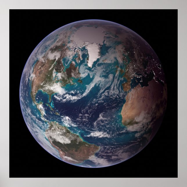 Affiche Terre de marbre bleu (hémisphère occidental) (Devant)