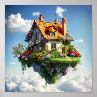 Affiche Terre de nature tendance surréaliste colorée mysté