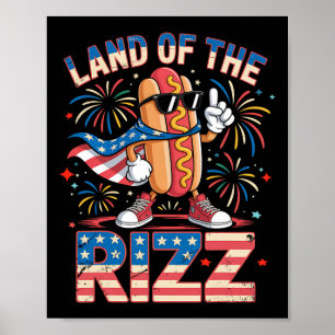 Affiche Terre du hot-dog Rizz drôle 4 juillet américain