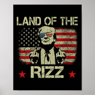 Affiche Terre du Rizz drôle patriotique Trump 4 juillet