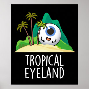 Affiche Terre d'Yeux Tropicale Île Drôle de Blague Fond So