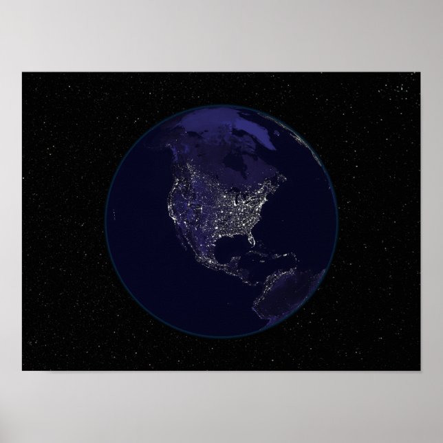 Affiche Terre entière la nuit montrant les lumières de la  (Devant)