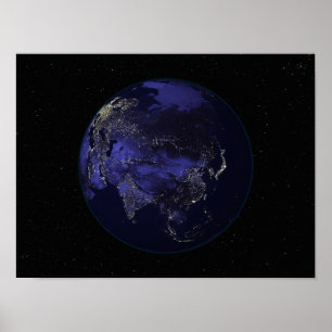 Affiche Terre entière la nuit montrant les lumières de la