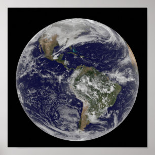 Affiche Terre entière montrant l'Amérique du Nord et l'Ame