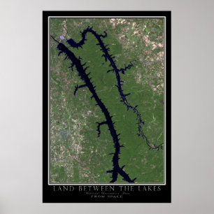 Affiche Terre entre le parc national des Lacs Carte satell