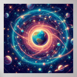 Affiche Terre et les vibrations de la loi d'attraction mur