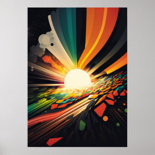 Affiche Terre futuriste et ligne de soleil Art Retro 5