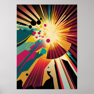 Affiche Terre futuriste et ligne du soleil Art Retro 4