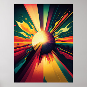 Affiche Terre futuriste et ligne Soleil Art Retro Wall Art