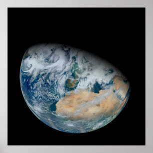 Affiche Terre Montrant L'Afrique Du Nord Et L'Europe Du Su