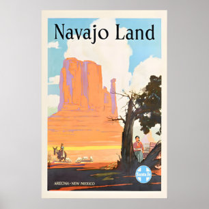 Affiche Terre Navajo - Chemin de fer de Santa Fe - Voyage