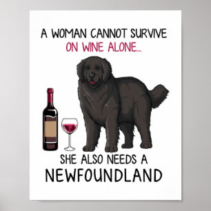 Affiche Terre-Neuve et le vin Drôle chien