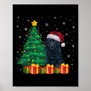 Affiche Terre-Neuve moche Santa Hat Christmas Lights Chien