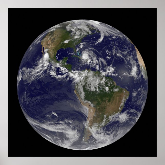 Affiche Terre Pleine Avec L'Ouragan Irène Au-Dessus Des Ba (Devant)