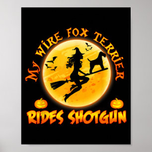 Affiche Terrier à poil dur Fox monte Chien tiré Halloween