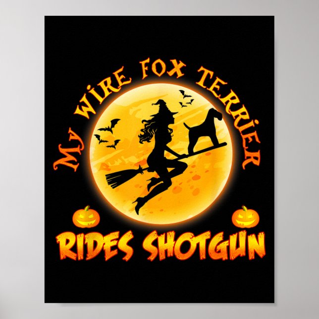 Affiche Terrier à poil dur Fox monte Chien tiré Halloween  (Devant)