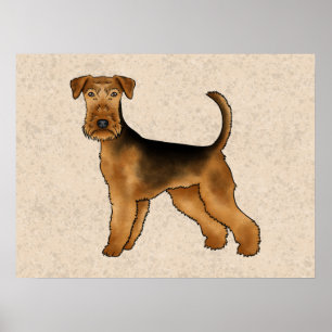 Affiche Terrier Airedale Chien de Dessin Animé Mignon Terr
